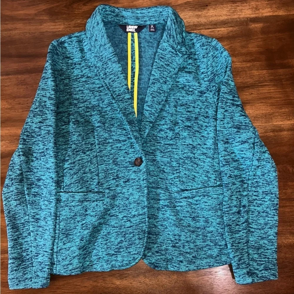 Lands End Fleece Sweater Blazer Size Medium